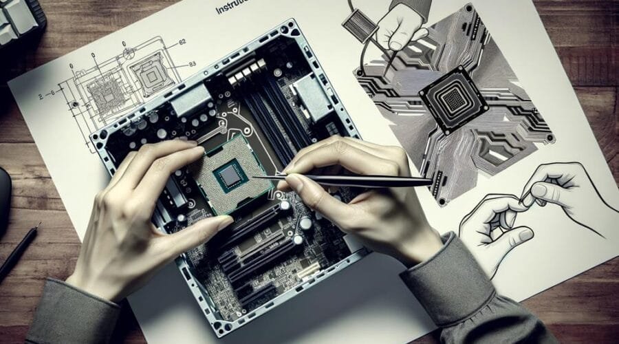 A person is working on a computer, ensuring CPU-Motherboard Compatibility.